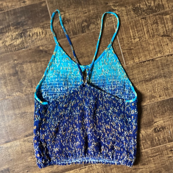 Summer Scrunch Tank Top 2 tone Blue - Picture 2 of 2